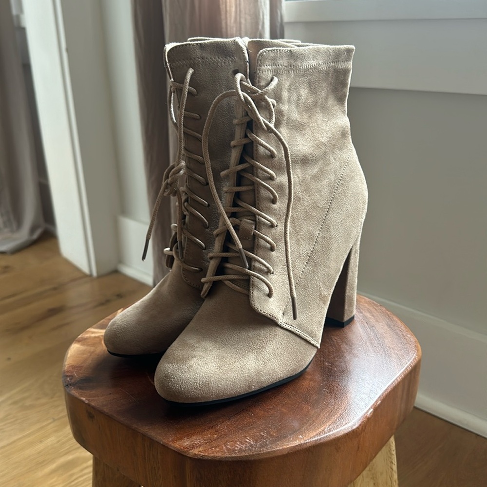 Lace up heel booties
